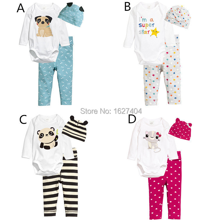 2015 sport suit baby clothing animal print t shirt floral printed pant free hat baby boy
