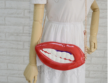 2015 moda! Lip pulseiras pu embreagem bolsas casual bolsa de ombro cadeia big mouth beijo engraçado(China (Mainland))