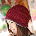Retro Vintage Style Beanies Women s Winter Thick Hat Little White Dots Striped Design Skullies Beanie