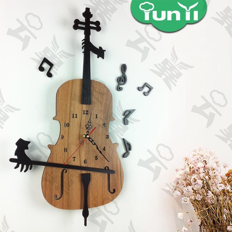 Free shipping Vintage watch wall clock wooden classic clocks mute wall quiet piano music wall clock of kids child bedroom study