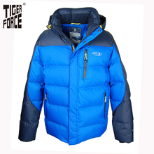 TIGER FORCE 2016 High Quality Men Fashion Duck Down Jacket Winter Blue Down Coat With Hood European Size Free Shipping D-596A