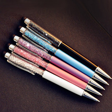 1 pcs/Lot Cute Crystal pen Diamond ballpoint pens Stationery ballpen 2 in 1 crystal stylus pen touch pen customized logo