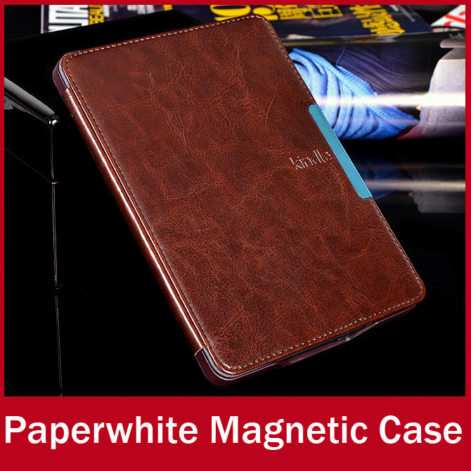 2015 Luxury Crazy Horse Leather New Kindle Paperwhite Case Magnet Smart Cover For Amazon New KP