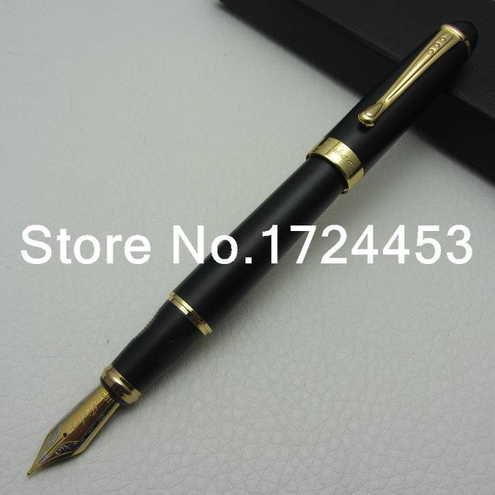 JINHAO Matte Black Flowers And Gold clip Fountain Pen M Nib with gift box J1106