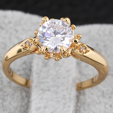 2014 New Arrival Real 18K Gold Plated Classic  Round Wedding Ring With Austrian Crystals CZ Diamond Jewelry