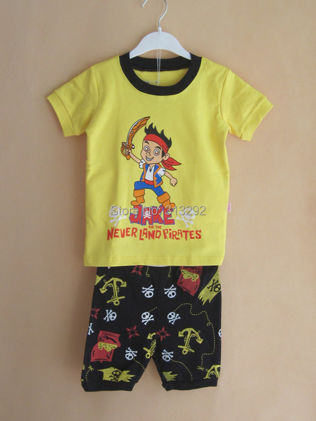 Детские товары PS272, Pirate Jake , Baby/Children pajamas, 100% Cotton Rib short sleeve sleepwear clothing sets for 2-7 year.