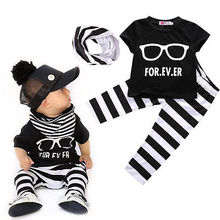 2016 New style summer t-shirt+pants+scarf infant clothing baby born baby clothing boy children set Kids clothing bebe next