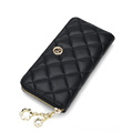 Famous Brand New Long Wallet 2016 Trendy Simple Diamond Lattice Purse Women Trendy Fashion Metal Ornament