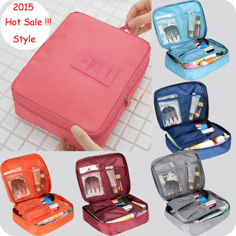 New 2015 Nylon Multifunction Make up Organizer bag Women Cosmetic bags Outdoor Travel Bag Handbag Bolsas
