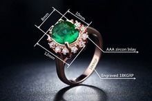 18K Rose Gold Plated Emerald Finger Rings Elegant wedding Jewelry zirconia engagement vintage Rings For Women
