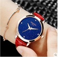 Ladies quartz watch Rose gold digital dial with leather strap womens watches living waterproof fhion women
