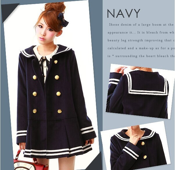 Japan style kawaii sweet navy sailor lolita coat girl