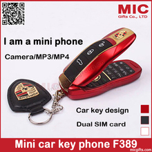 2014 MP3/MP4 Dual SIM cards Quad-bands Flip luxury small mini sport cool supercar car key cell mobile phone cellphone F389 P5