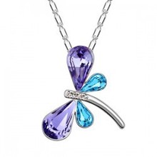 WESTERN POPULAR JEWLERY STYLE ENDAERING LIKABLE IMITATION PLATINUM PLATED DRANGONFLY NECKLACE AS PARTY GIFT B130