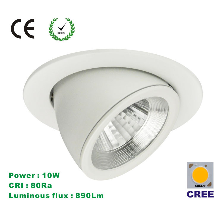 Dimmable 110/220V cree 10W angle adjust embedded spot light ,led