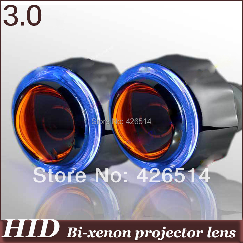 3'' inch metal 35w 3000k-12000k 3000lm H1 H7 9005/6 Bi-xenon Projector Lens kit  Angel Eye+ Devil Eye+2pcs AC ballast