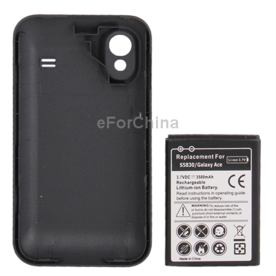 High Quality 3500mAh Replacement Mobile Phone Battery with Case Back Door for Samsung S5830 Galaxy Ace