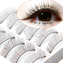 Latest 10 Pairs Soft Natural Cross Handmade Eye Lashes Makeup Extension False Eyelashes