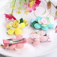 New arrival Shell hairpins Children flower Hair Accessories baby ribbon floral headwear Girls Gift baby lovely hair clip