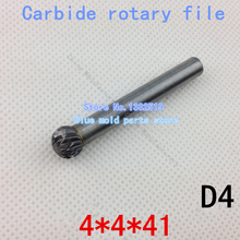 20 / box Head 4 mm diámetro de vástago de 3 mm de carburo de rebabas de carburo carburo archivo rotativo desbarbado herramientas D4 * 4 * 41