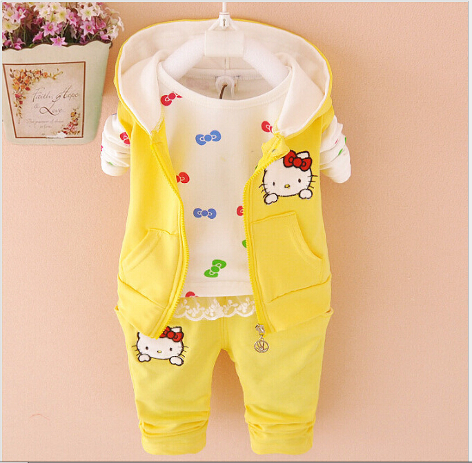 Children font b Girls b font font b Clothing b font Suits Spring Hello kitty Cute