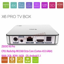 Network Streaming Media Player ZIDOO X6 Pro Octa Core Android 5.1 TV Box H8 HD 4K 3D 2GB /16GB HDMI 2.0 Bluetooth 4.0 Dual WiFi