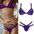 2016 Sexy Cut Out Mesh Biquine Striped Swim Bathing Suit Female Thong Swimwear Micro Brazilian Bandage
