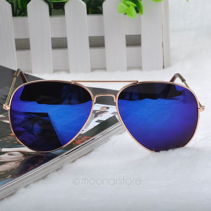 2014 New Fashion sun glasses Goggle AVIATOR Metal Eyewear Bat Mirror UV Protection Multi Color for Unisex 2X MHM041#M2