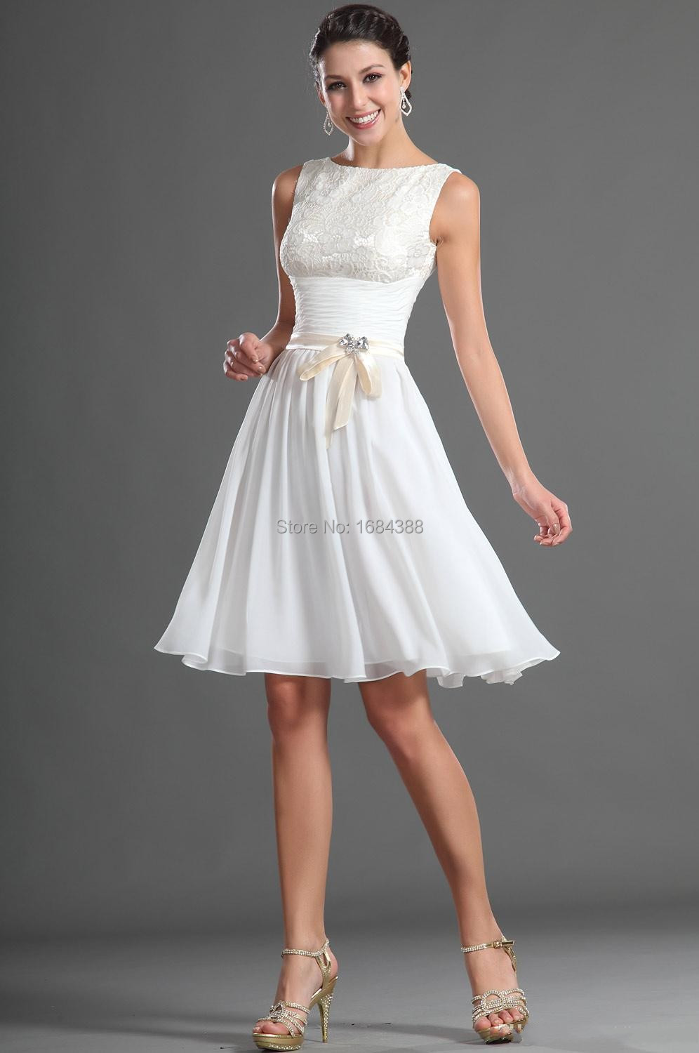 2015 Elegant Sleeveless Cocktail Lace Crystal Sash Knee Length A Line Chiffon Homecoming Dress Cocktail Party