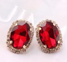 Q1490 Crystal oval gemstone earrings exaggerated big earrings sexy nightclub B9