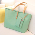2016 fashion new variety of candy light colored handbag ladies leather portable large capacity pu material