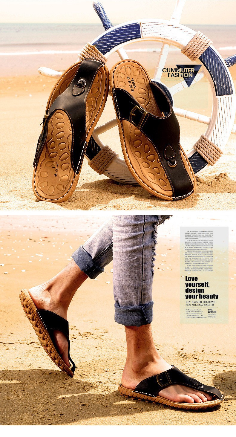 Купить Мужская платформы летом пляж шлепки кожа slipproof Мужская ...