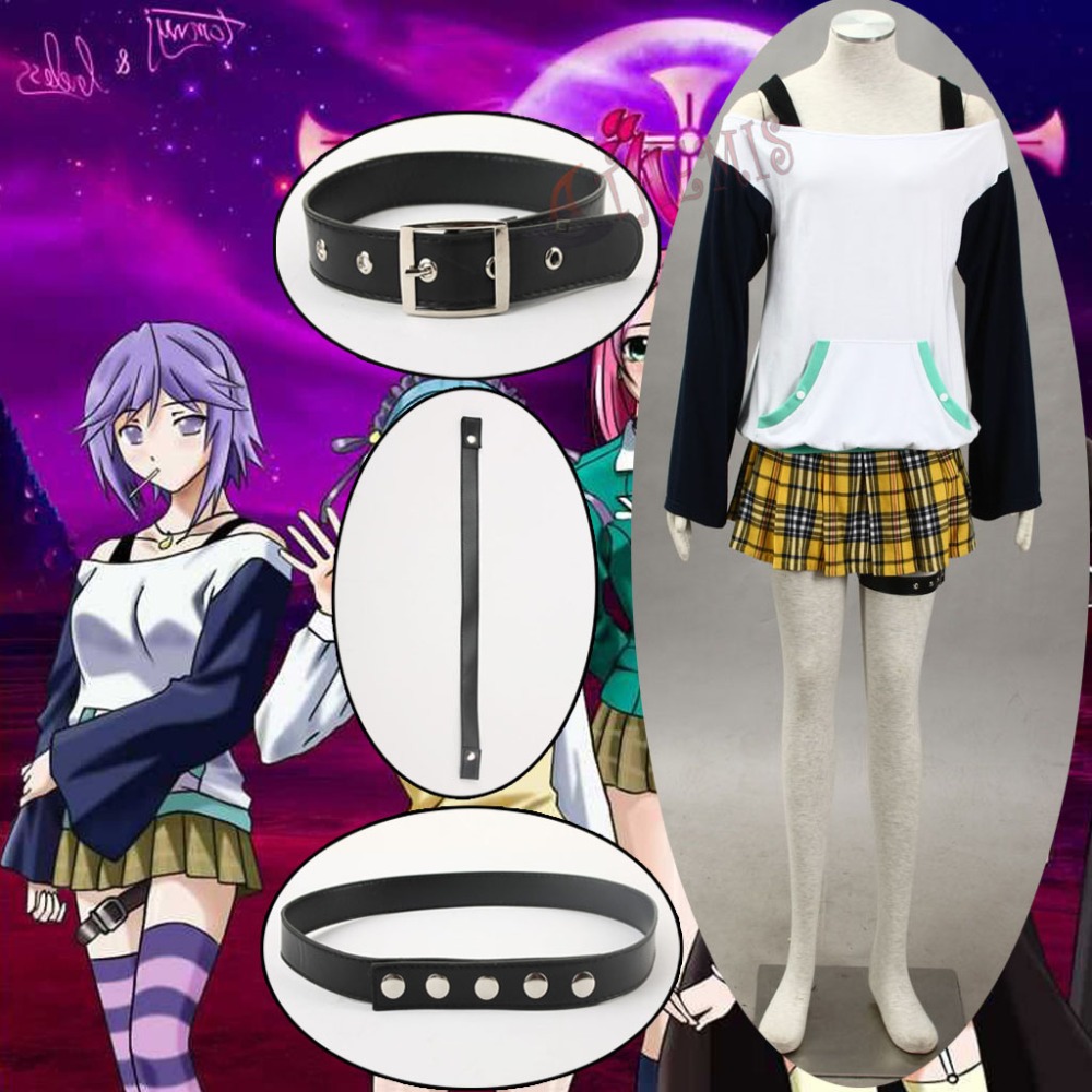 Athemis New Summer font b Tartan b font Skirt Rosario and Vampire White Snow Princess Cosplay