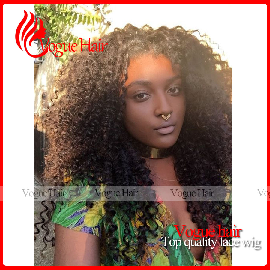 High Quality Afro Kinky Curl synthetic lace  wigs Heat Resistant Fiber #1B glusless Synthetic Lace Front Wigs fast shipping