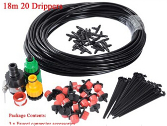 20m Hose 25x Drippers Micro Irrigation Drip System Plant Garden Watering Kit