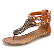 Fashion Bohemia String Beads Cluster Fashion Flip-Flop Sandals Charms Summer Women Flat Heels Shoes