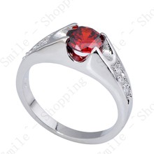 Size 6 7 8 9 10 Red Ruby Wedding Jewelry White Sapphire 10KT White Gold Filled