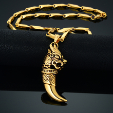 Fashion 2016 Stamp Dragon Totem Pendant Necklace Amulet, Wholesale Male Necklace Birthday Gifts, 18K Gold Plated Gothic Jewelry