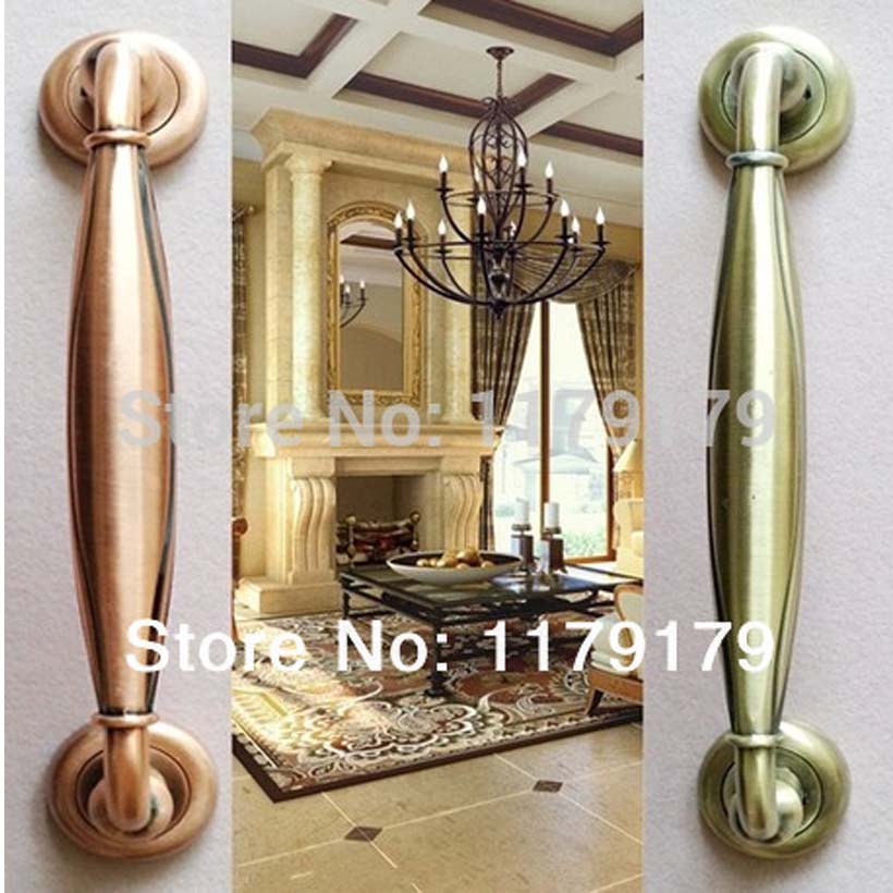 290mm Zinc  glass wooden door pull European antique copper  /brone door handle , door accessories hardware324