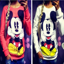 2016 Fashion New European Mickey printing Sweatshirt Hoodies Long Sleeve loose women Crewneck size S-XL Hot sale 2016