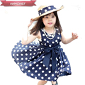 Girl dresses 2017 summer new children s clothing bow bow sleeveless leisure White navy blue