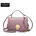 NAWO Genuine Leather Women Messenger Bag Pink Small Handbag Designer Brand Real Leather Crossbody Bag Ladies