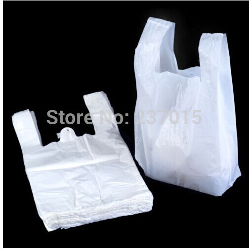 18*28cm 100pcs/lot White Bags Shopping Bag Supermarker Plastic Bags With Handle Wholesale on ...
