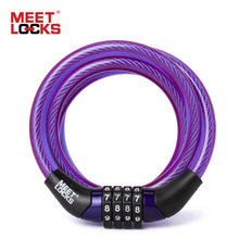 MEETLOCKS Combination Coiled Cable Lock For Bike,Dia.6x1200mm(L) & 8x1200mm(L) With Code Tag Bicycle Lock Security Bicycle