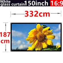 2016 new aarive 150 Inches 16:9 White glass curtain Projector Screen Suitable for HD 3D LED Smart Movie home theater Projector