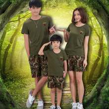 Family Matching Mother Daugher Clothes Set Men Boys Cotton Camouflage T-Shirts Dad Kids T Shirt Women Girls Tops Mom Tee Shorts