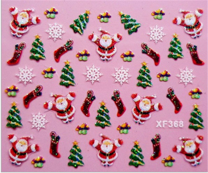 Fashion 3D Design Christmas santa Christmas tree snowflower Tip Nail Art Nail Sticker colorful Nail Decal