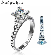 Eiffel tower rings wedding bague for Women 925 sterling silver jewelry zirconia vintage ring for lady accessories  ASR040