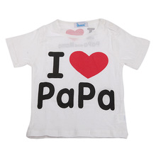 95 cotton children s clothing boys and girls I love Mom and Dad round neck short