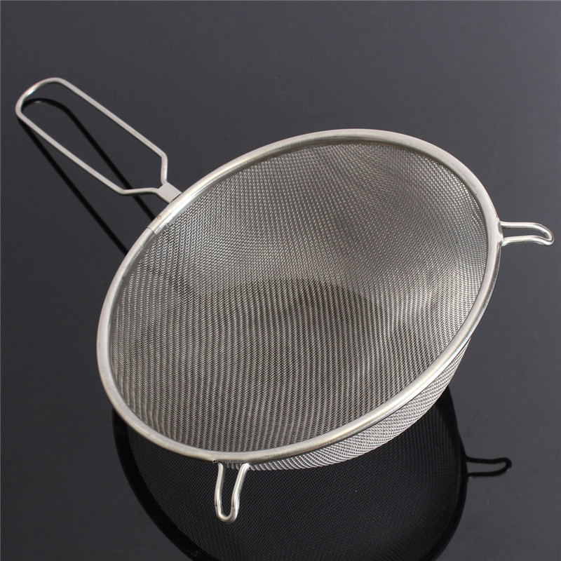 1pc Simple Convenient Large 18cm Stainless Steel Sieve Strainer Mesh Wire Flour Baking Tea Kitchen Tools